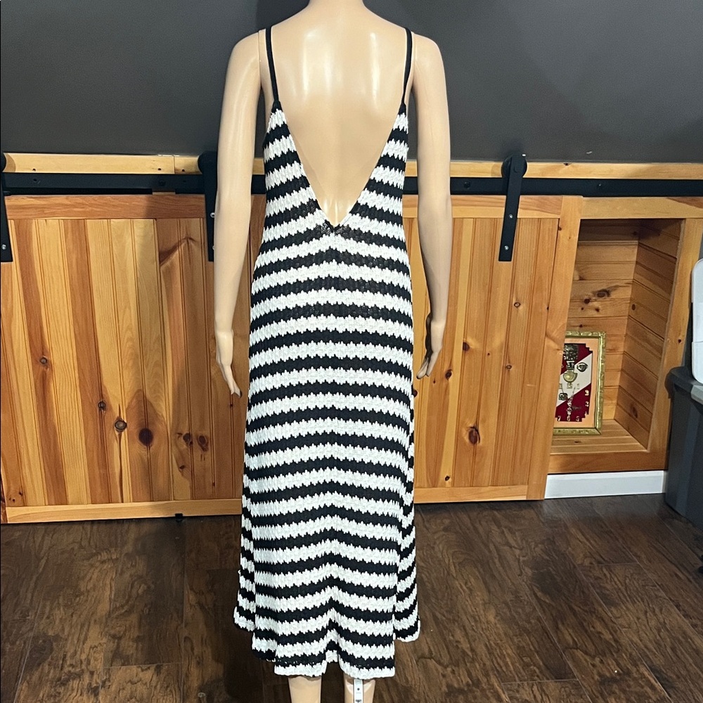 Zara Striped Cotton Knit Midi Dress SIZE S - Picture 3 of 7
